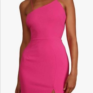 Hot Pink Asymmetrical Bodycon Mini Dress